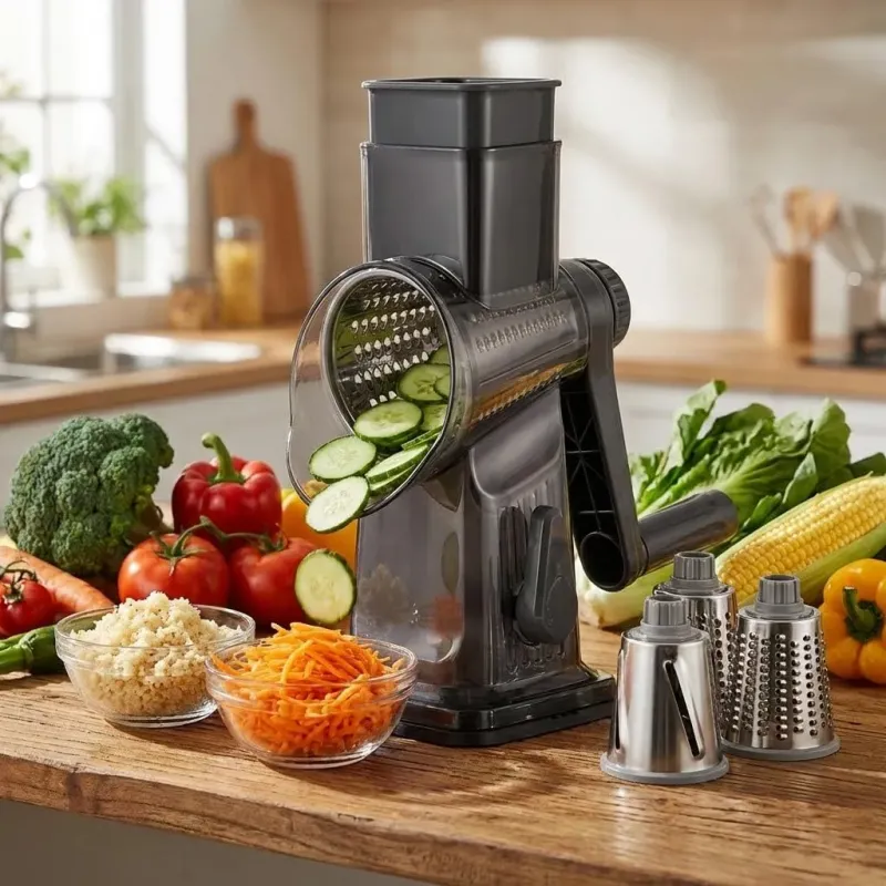 三合一旋转式奶酪刨丝器和蔬菜切片器