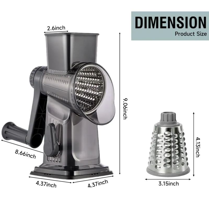 三合一旋转式奶酪刨丝器和蔬菜切片器