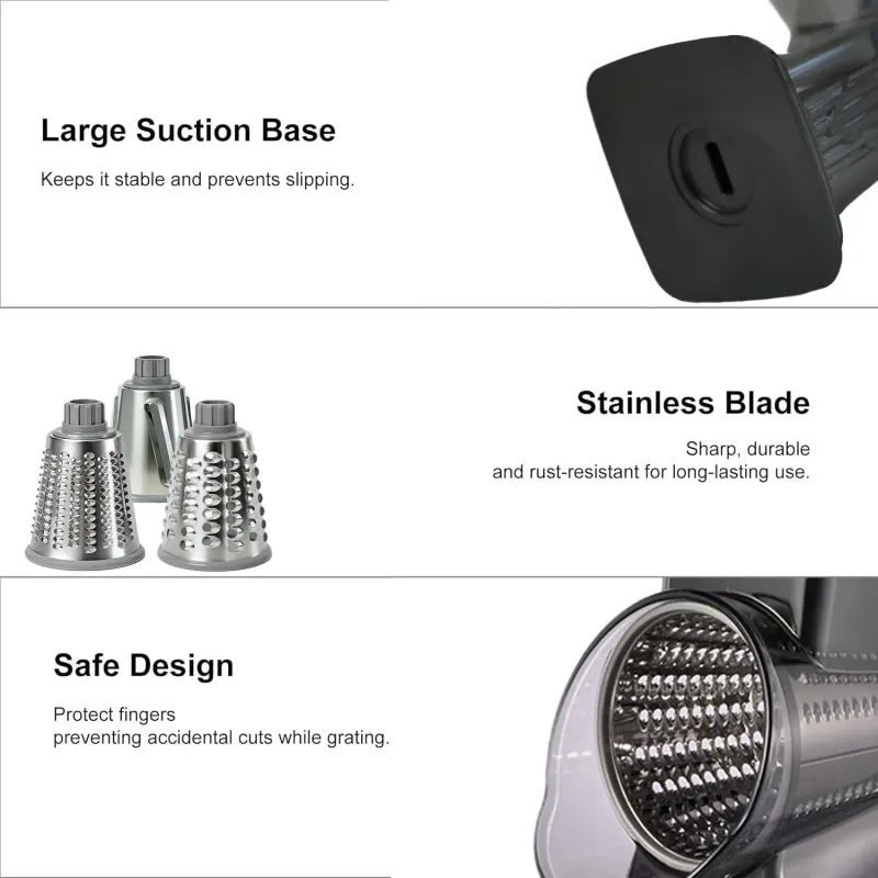 三合一旋转式奶酪刨丝器和蔬菜切片器