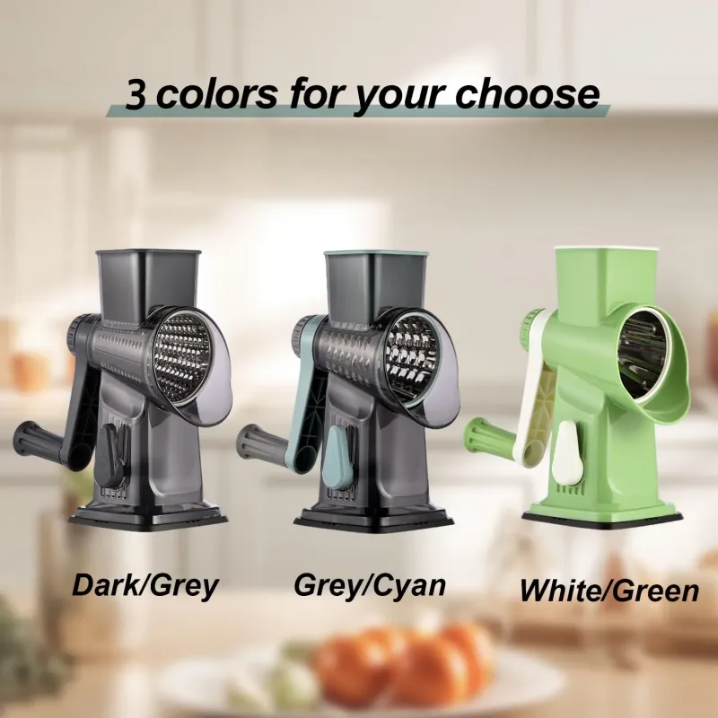 三合一旋转式奶酪刨丝器和蔬菜切片器