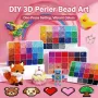3D拼拼豆豆DIY手工套装 - 2.6毫米益智玩具套装，含工具和300多种图案