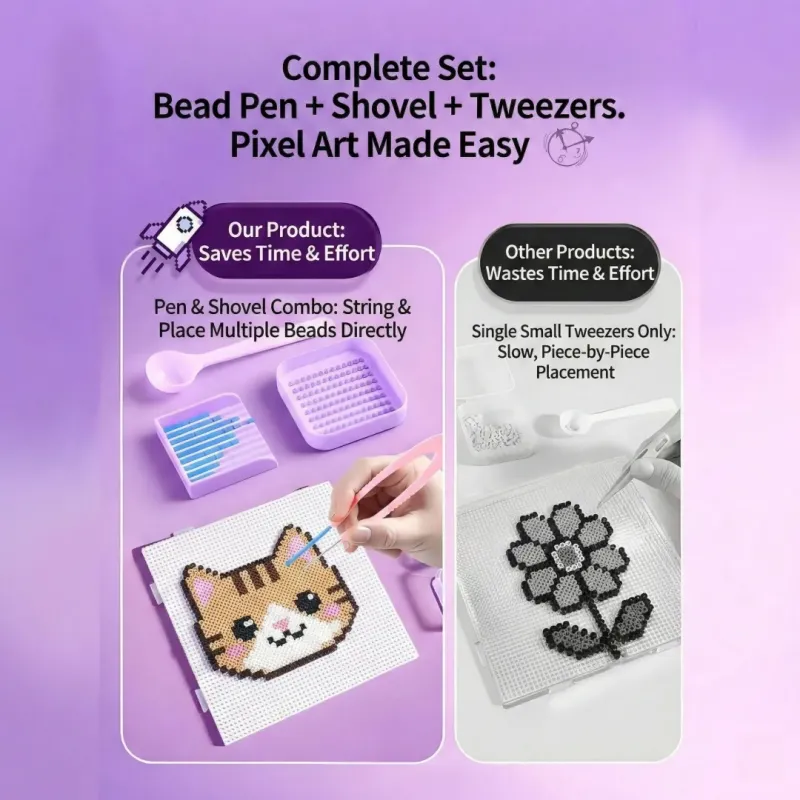 3D拼拼豆豆DIY手工套装 - 2.6毫米益智玩具套装，含工具和300多种图案