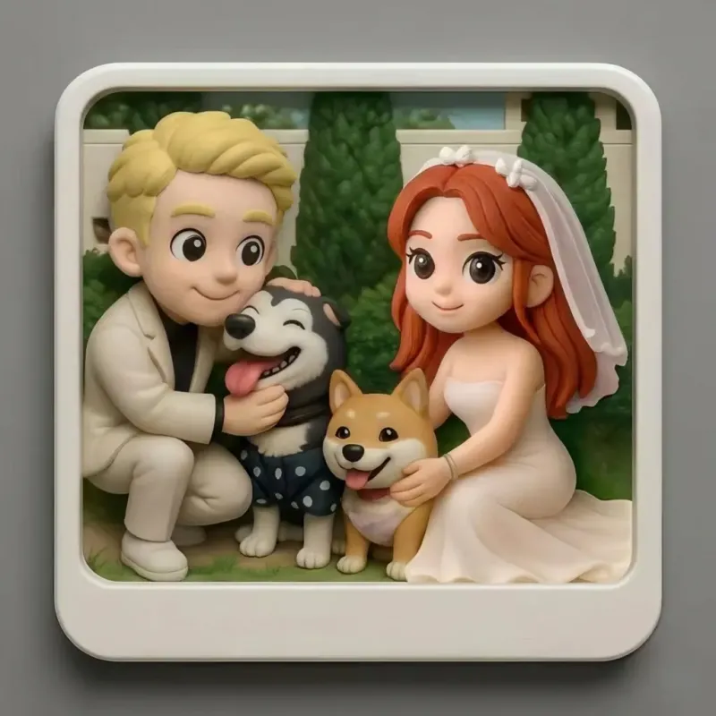 定制3D打印照片浮雕冰箱贴 - 个性化婚礼和周年纪念礼物