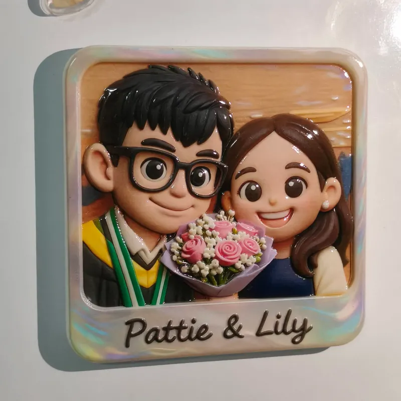 定制3D打印照片浮雕冰箱贴 - 个性化婚礼和周年纪念礼物