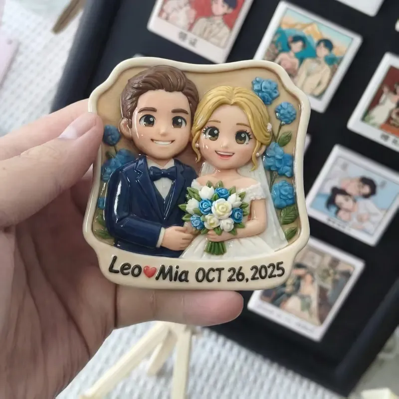 定制3D打印照片浮雕冰箱贴 - 个性化婚礼和周年纪念礼物