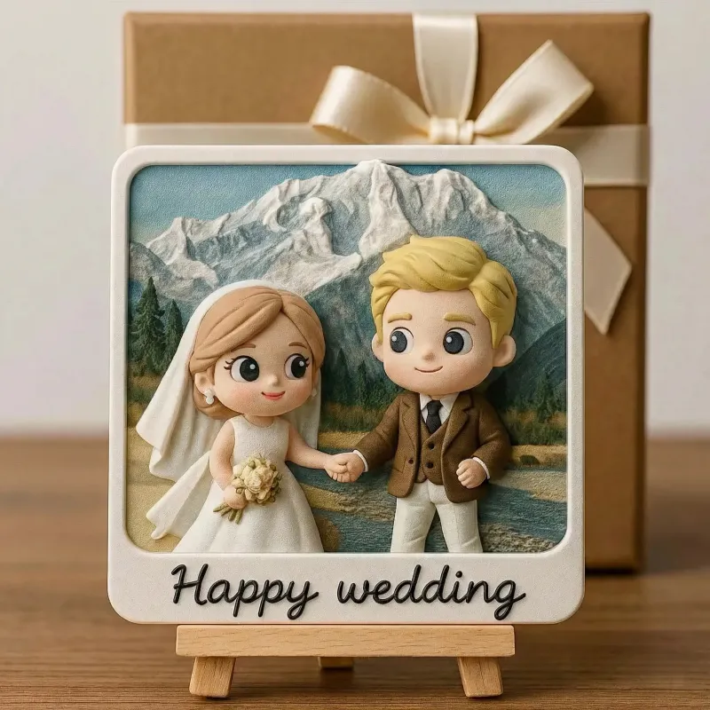 定制3D打印照片浮雕冰箱贴 - 个性化婚礼和周年纪念礼物