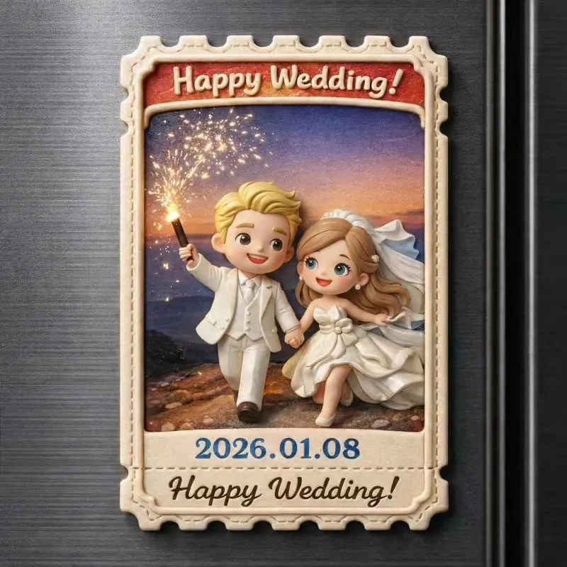 定制3D打印照片浮雕冰箱贴 - 个性化婚礼和周年纪念礼物