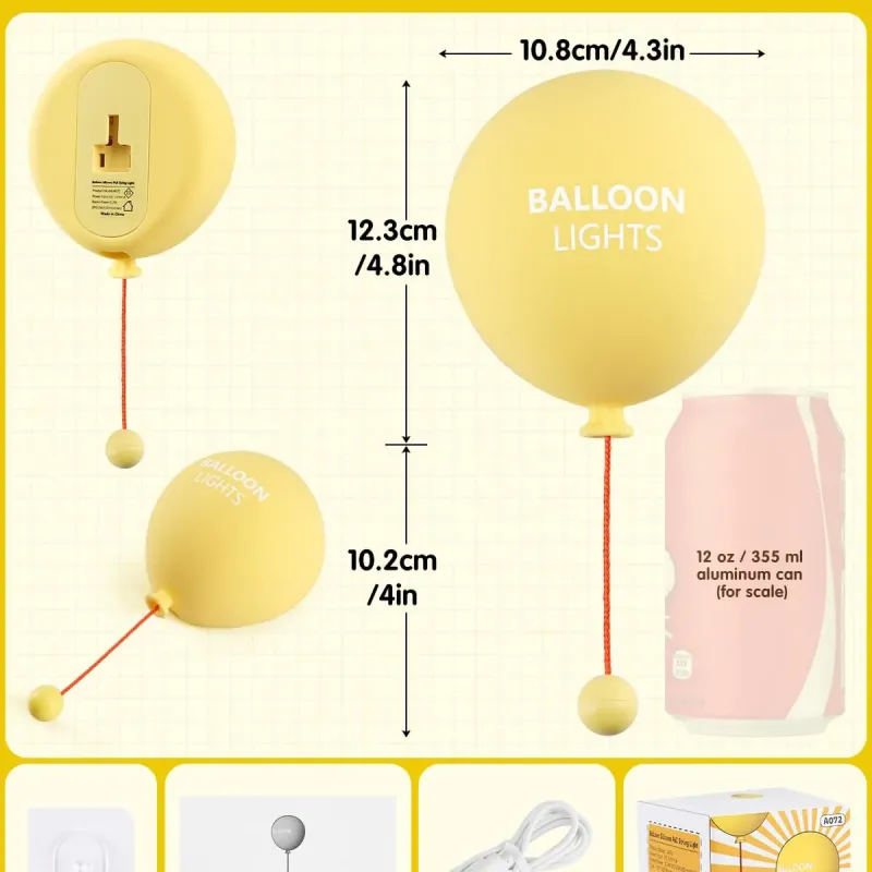 Rechargeable Balloon Wall Night Light with Pull Cord & Timer