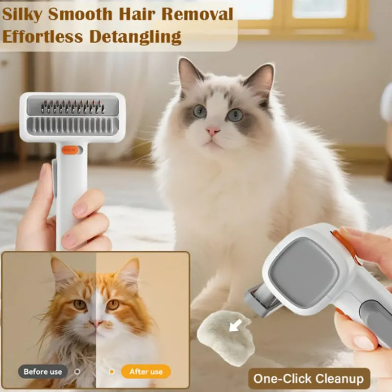 CustMake 二合一宠物梳毛梳和去毛工具 - 适用于犬猫的底毛耙