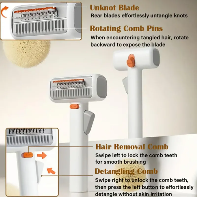 CustMake 二合一宠物梳毛梳和去毛工具 - 适用于犬猫的底毛耙