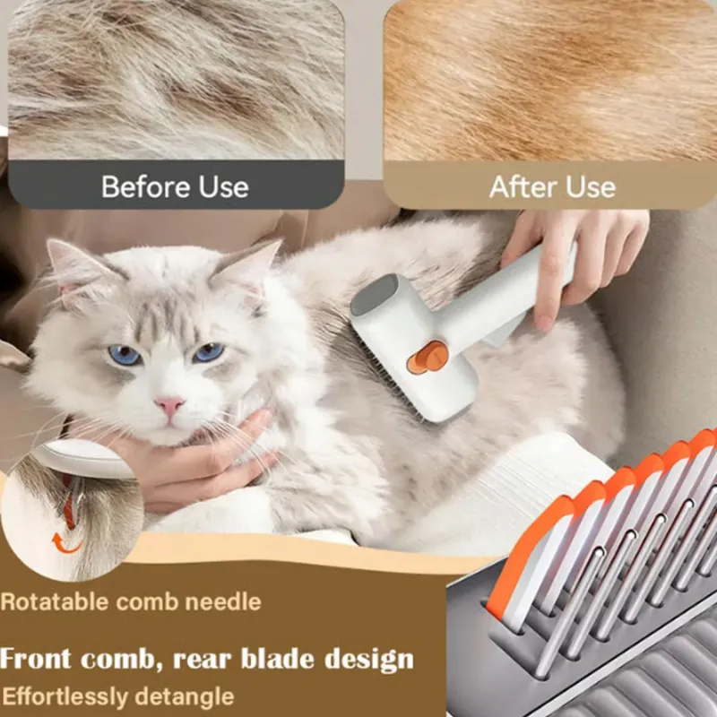 CustMake 二合一宠物梳毛梳和去毛工具 - 适用于犬猫的底毛耙