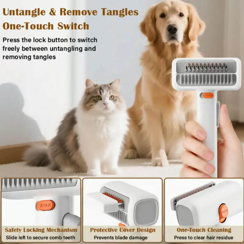 CustMake 二合一宠物梳毛梳和去毛工具 - 适用于犬猫的底毛耙