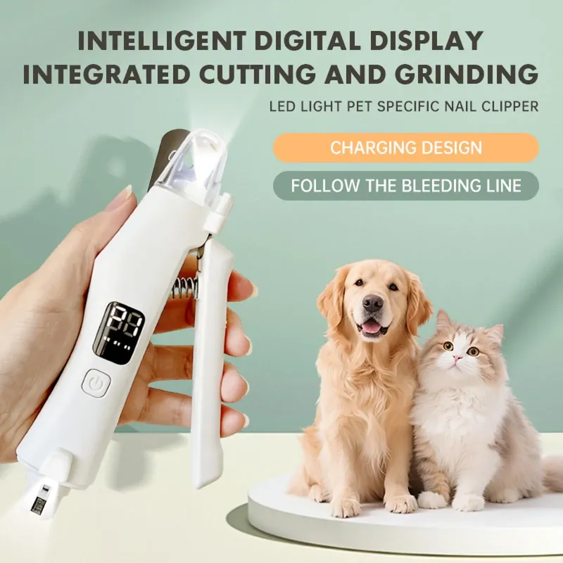 2-in-1 Smart Pet Nail Clipper & Grinder with LED Quick Sensor & LCD Display