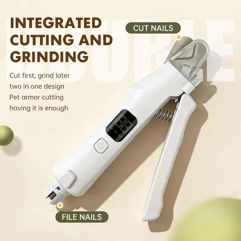 2-in-1 Smart Pet Nail Clipper & Grinder with LED Quick Sensor & LCD Display