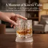 360° Spinning Crystal Whiskey Glass, Spinning Old Fashioned Tumblers with Stress-Relief Base, Luxury Gift for Scotch, Bourbon, Cocktail Lovers (Gemstone Style)
