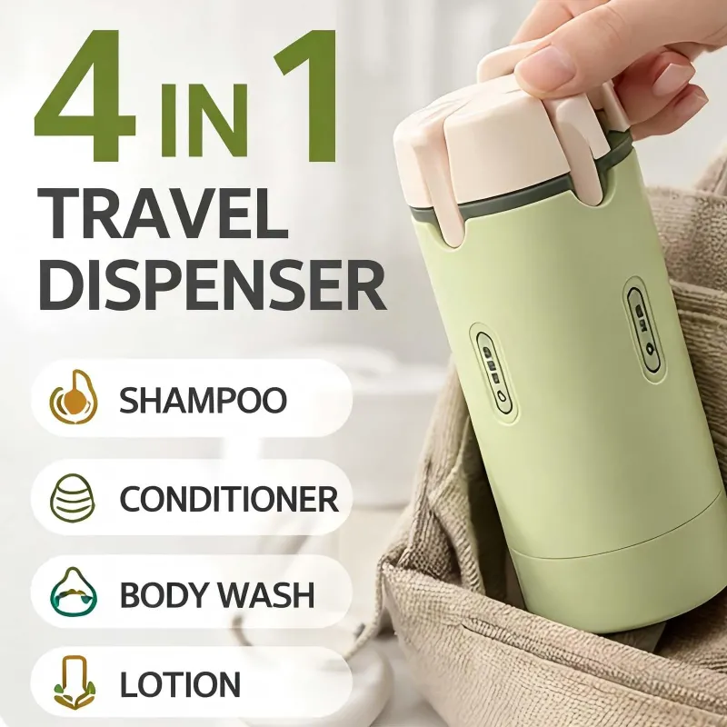 4-in-1 Travel Dispenser Bottle Portable Pump Bottles Set TSA-Friendly Toiletries