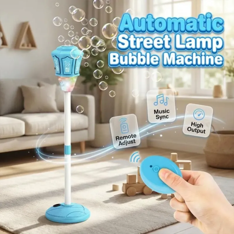 Automatic Bubble Machine, New Standing Bubble Blower with Lights & Music, Adjustable Height Bubble Maker for Parties, Birthdays, Weddings and Outdoor