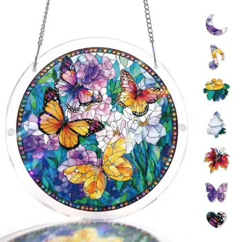 亚克力阳光捕捉器拼图 - 繁花戏蝶 居家装饰套件