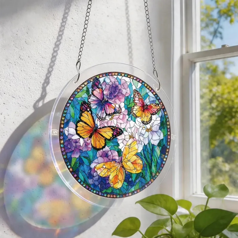 亚克力阳光捕捉器拼图 - 繁花戏蝶 居家装饰套件