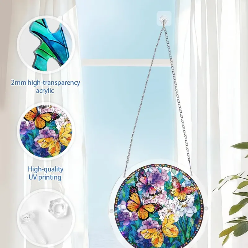 亚克力阳光捕捉器拼图 - 繁花戏蝶 居家装饰套件