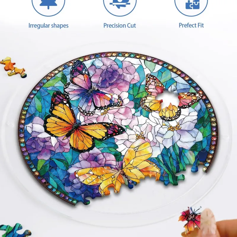 亚克力阳光捕捉器拼图 - 繁花戏蝶 居家装饰套件