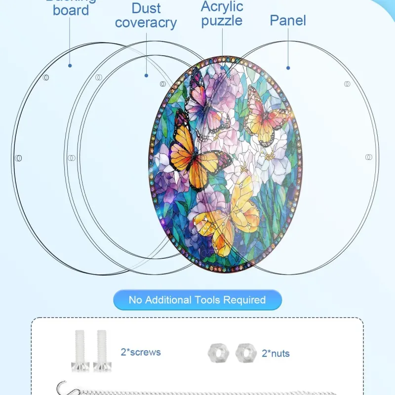 亚克力阳光捕捉器拼图 - 繁花戏蝶 居家装饰套件