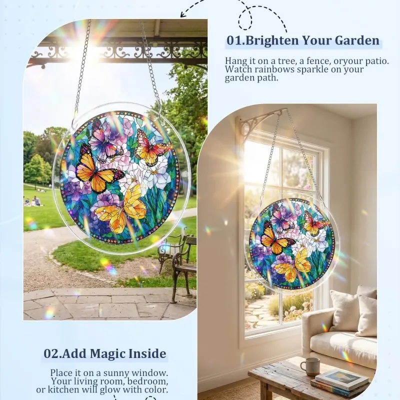 亚克力阳光捕捉器拼图 - 繁花戏蝶 居家装饰套件