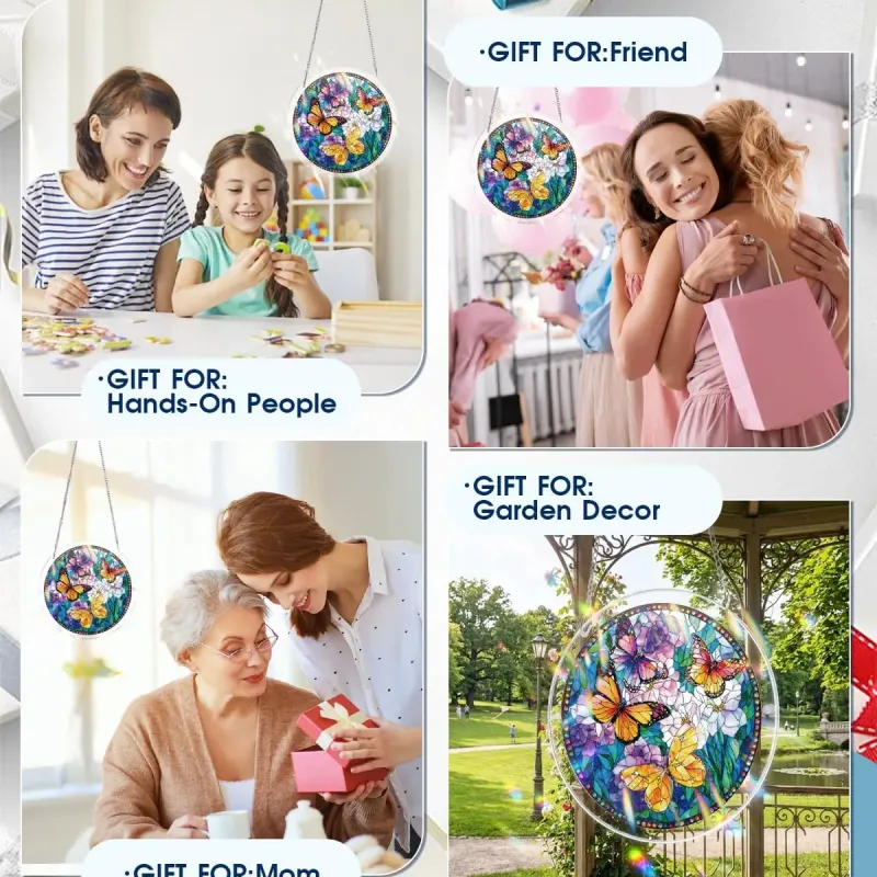 亚克力阳光捕捉器拼图 - 繁花戏蝶 居家装饰套件