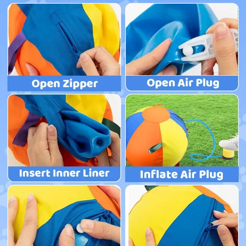 Balle gonflable géante apaisante pour chiens - Jouet gonflable géant résistant aux déchirures avec housse lavable et pompe