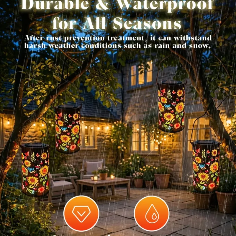 Красочный садовый фонарь на солнечных батареях в виде подсолнуха — водонепроницаемые декоративные подвесные светильники на солнечных батареях для патио и двора.