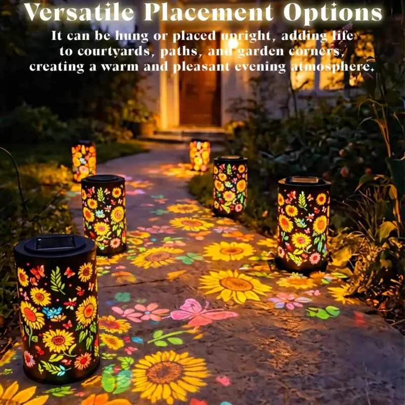 Красочный садовый фонарь на солнечных батареях в виде подсолнуха — водонепроницаемые декоративные подвесные светильники на солнечных батареях для патио и двора.