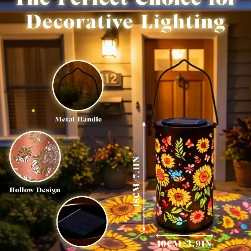 Красочный садовый фонарь на солнечных батареях в виде подсолнуха — водонепроницаемые декоративные подвесные светильники на солнечных батареях для патио и двора.