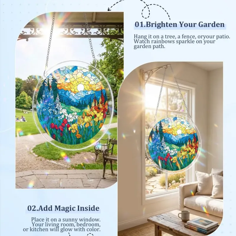 亚克力阳光捕捉器拼图 - 晨曦花海 居家装饰套件