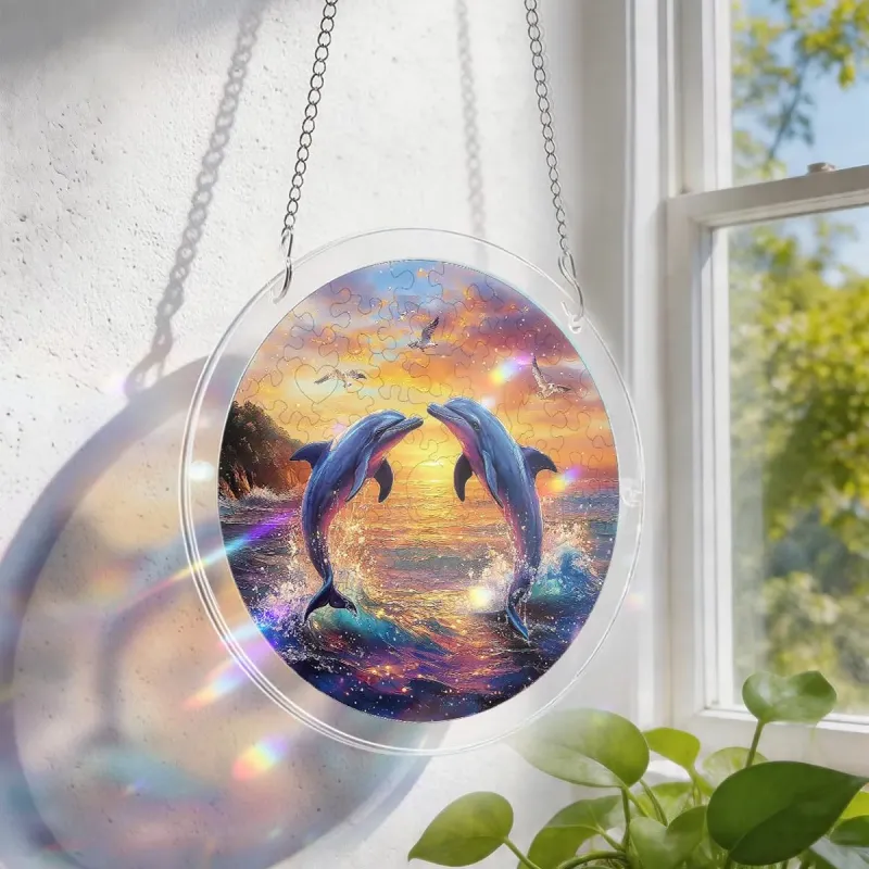 亚克力阳光捕捉器拼图 - 海豚恋歌 居家装饰套件