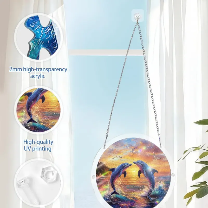 亚克力阳光捕捉器拼图 - 海豚恋歌 居家装饰套件