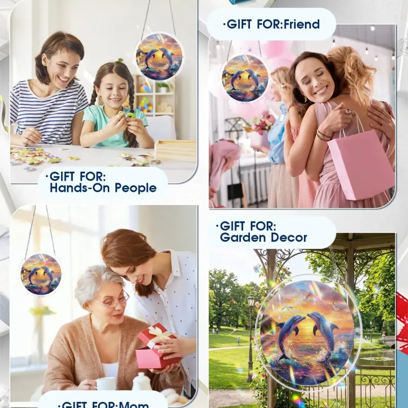 亚克力阳光捕捉器拼图 - 海豚恋歌 居家装饰套件