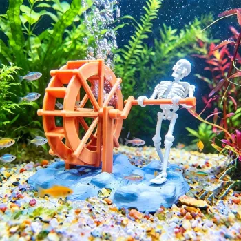 动态骷髅气泡石鱼缸造景装饰，气动水族箱充氧增氧摆件