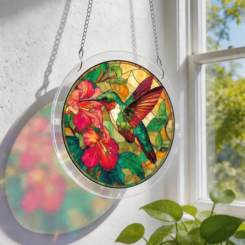 Emerald Flame Hummingbird Acrylic Suncatcher Puzzle