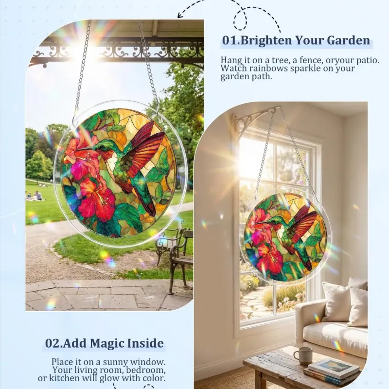 Emerald Flame Hummingbird Acrylic Suncatcher Puzzle