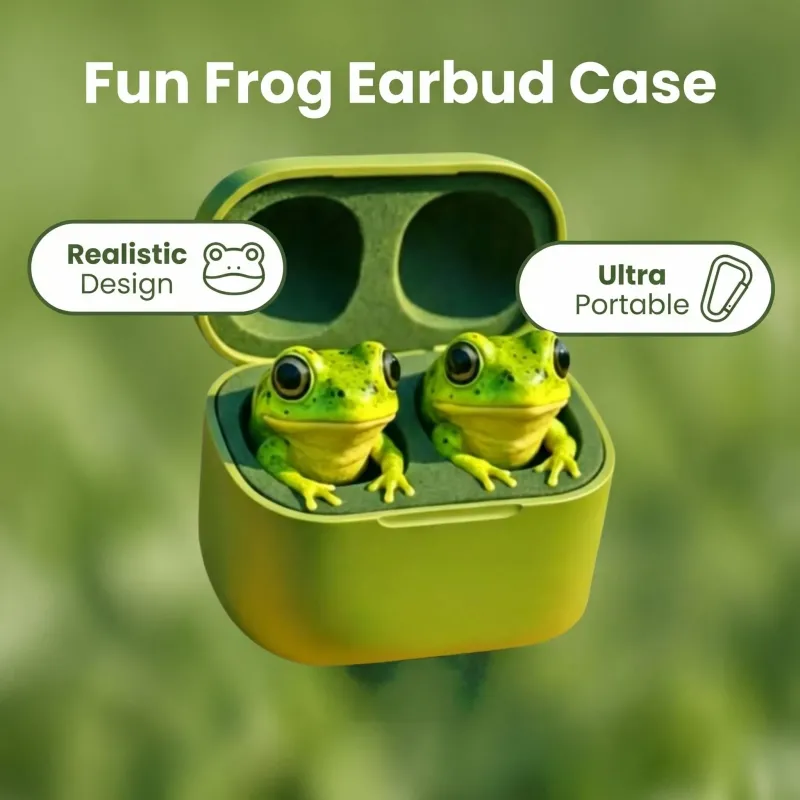 可爱青蛙造型真无线蓝牙耳机 附带充电仓 IPX4防水深重低音