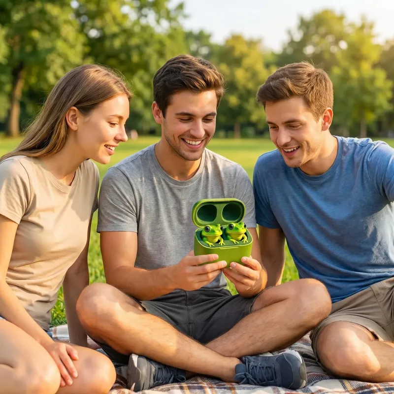 可爱青蛙造型真无线蓝牙耳机 附带充电仓 IPX4防水深重低音