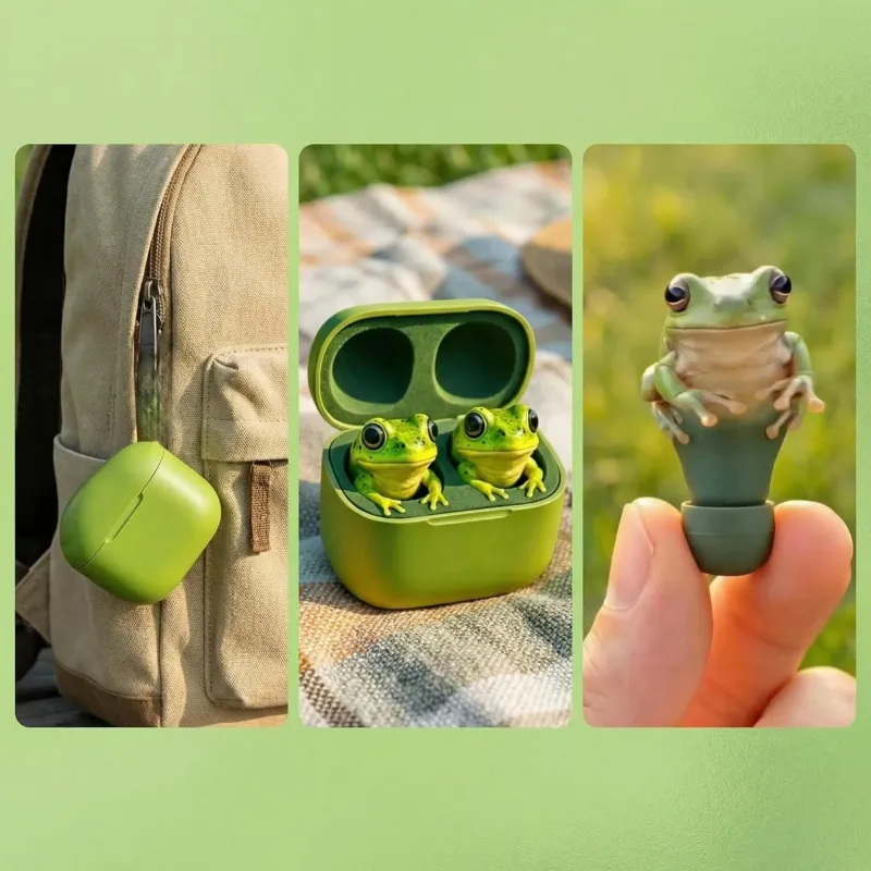 可爱青蛙造型真无线蓝牙耳机 附带充电仓 IPX4防水深重低音
