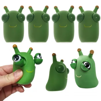 解压神兽恶搞挤眼草虫玩具 (6只装) - 减压捏捏乐爆眼毛毛虫 搞怪减压玩具