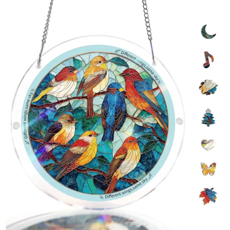 亚克力阳光捕捉器拼图 - 流光羽落 居家装饰套件