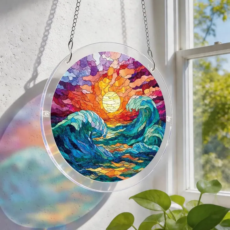 亚克力阳光捕捉器拼图 - 金色浪潮 居家装饰套件