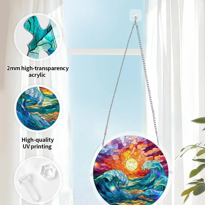 亚克力阳光捕捉器拼图 - 金色浪潮 居家装饰套件