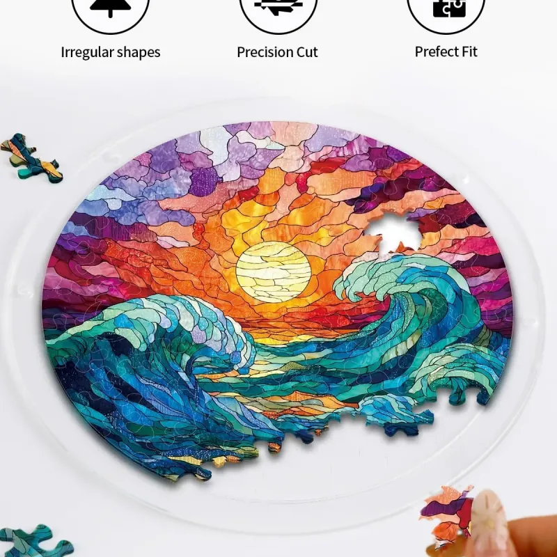 亚克力阳光捕捉器拼图 - 金色浪潮 居家装饰套件