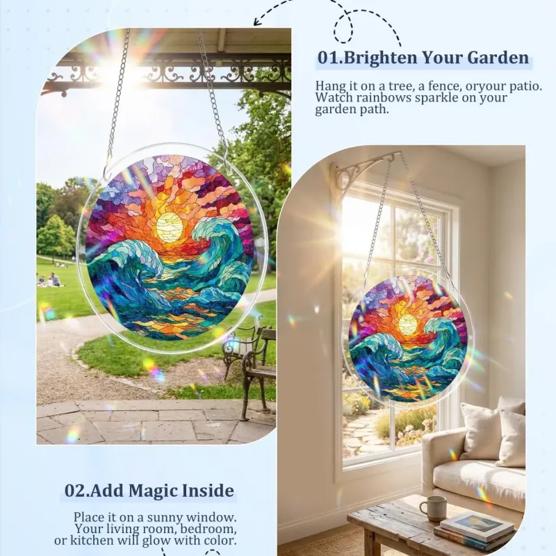 亚克力阳光捕捉器拼图 - 金色浪潮 居家装饰套件