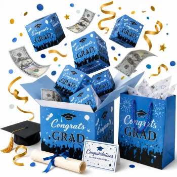 Surprise Pop Up Gift Box for Graduation Money Gifts with Confetti, Card and Gift Bag