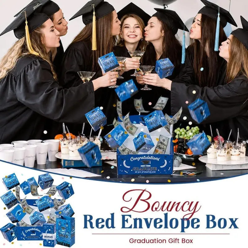 Surprise Pop Up Gift Box for Graduation Money Gifts with Confetti, Card and Gift Bag